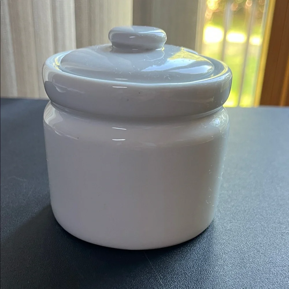 Pier 1 White Ceramic Sugar Jar with Lid